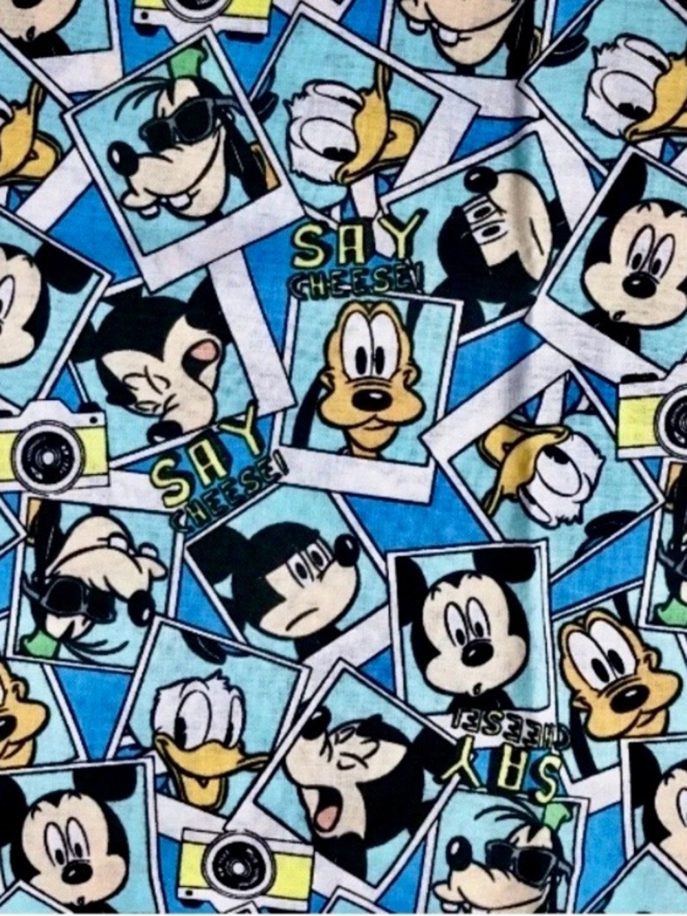 Disney Instant Photos Say Cheese Fabric Material 1 Yard Mickey Mouse & Friends